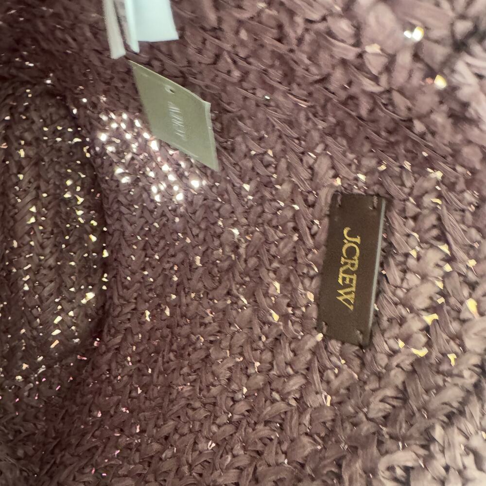 J. Crew Women's Malta Handwoven Straw Tote Bag Chocolate One Size NWT - Picture 6 of 11